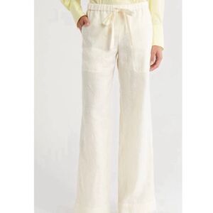 ALC women’s linen wide leg cargo pocket butter yellow pants size 10